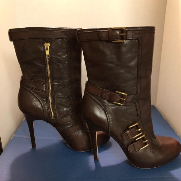 Coach “Marsha” Brown Leather boots w/Gold buckles - Picture 3 of 7